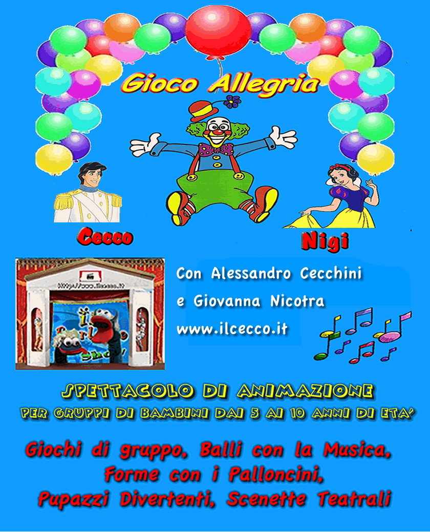 Locandina gioco allegria animazione bambini